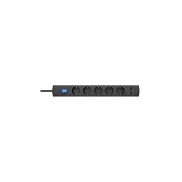 Kopp UNOversal stekkerdoos met schakelaar 5-voudig met randaarde met kinderbeveiliging met 2x USB 1,4 meter - antraciet (233605003)