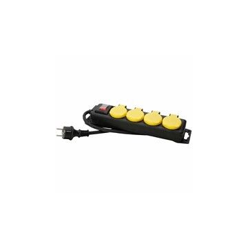 Kopp stekkerdoos 4-voudig met schakelaar en deksel IP44 1.4 meter zwart (223012002)