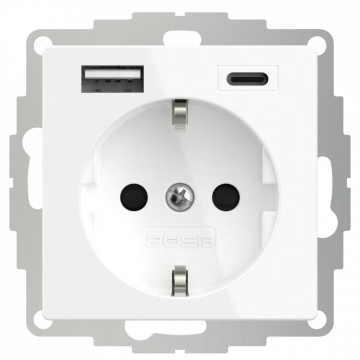 2USB universeel stopcontact met 2x USB 55x55 InCharge Pro 55 EU 15W 3A (USB A + C) - wit glanzend (2U-449511)