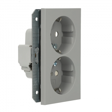 Gira dubbel stopcontact met randaarde en shutter voor 1,5-voudige inbouwdoos - Systeem 55 grijs (2735015)