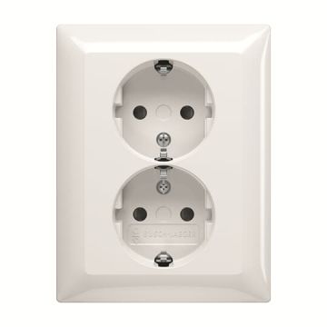 ABB Busch-Jaeger dubbel stopcontact met randaarde en kinderbeveiliging - Busch-balance SI wit (2TKA00003912) (202 EUJRB-914)