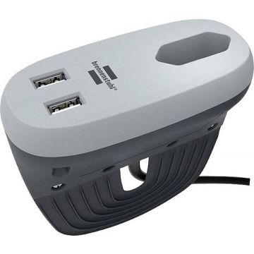 BRENNENSTUHL Estilo stekkerdoos t.b.v. bank meubel 1-voudig met 2x USB 3 meter - grijs/zwart (1150290)