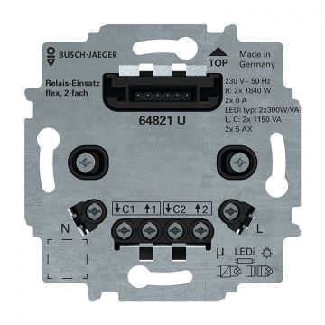 ABB Busch-Jaeger flex relaissokkel 2-voudig 3-draads (nuldraad vereist) (64821 U)