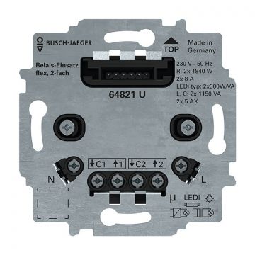 ABB Busch-Jaeger flex relaissokkel 2-voudig 3-draads (nuldraad vereist) (64821U)