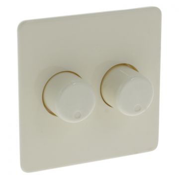 Centraalplaat met knoppen voor duo dimmer, geschikt voor Peha Standaard - crème (54.040.86)