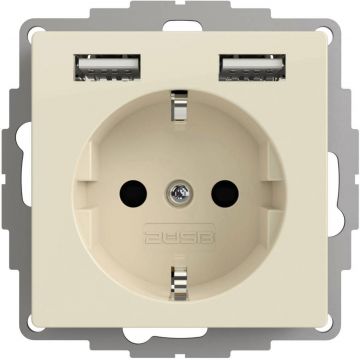 2USB universeel stopcontact met 2x USB InCharge Pro 55 2.4A (USB A + A) - crème glanzend (2U-449290)
