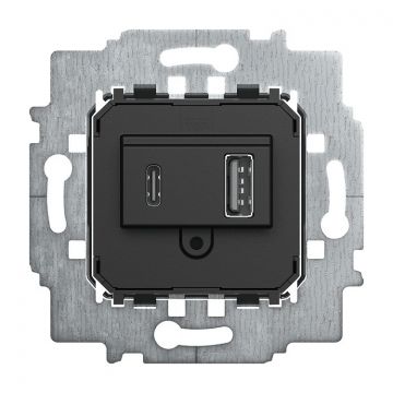 ABB Busch-Jaeger netvoedingsokkel met 2x USB 2.4A 3000Ma (USB A + C) (6475 U)