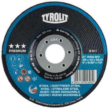 Tyrolit afbraamschijf premium 125x7,0x22,23mm inox en RVS (34046131)