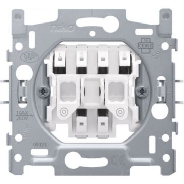 Niko sokkel rolluikschakelaar drukknop bediend elektrisch gescheiden 10A met insteekklemmen en klauwen (170-15905)