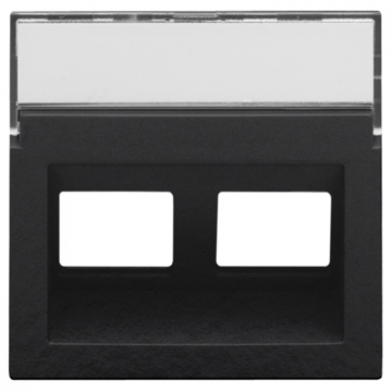 Niko centraalplaat data 2x RJ schuine uitgang - Pure Bakelite Piano Black (200-65400)
