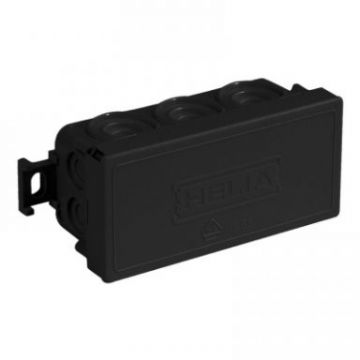Helia kabeldoos IP55 10 kabelinvoeren membraan klikdeksel 82x42x37mm zwart (25066)