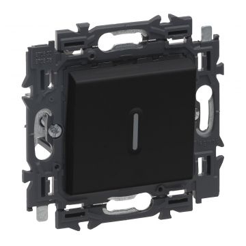 Legrand wisselschakelaar met controlelamp volledig apparaat met wip 10A met steekklemmen en spanklauwen - Valena Nextmat zwart (741741)