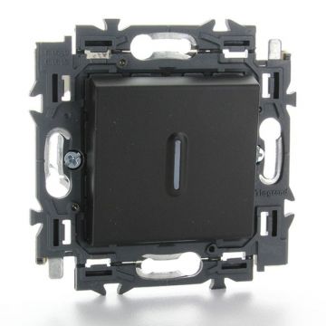 Legrand drukknop pulsdrukker met controlelamp volledig apparaat met wip 6A met steekklemmen en spanklauwen - Valena Nextmat zwart (741748)