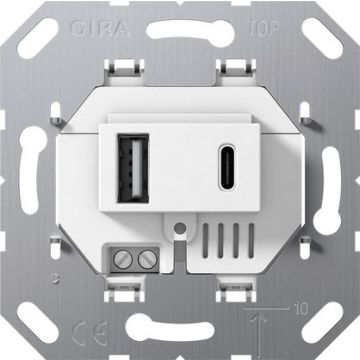 Gira USB-voeding 2-v type A/C Basiselement wit (234900)
