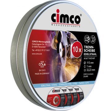 Cimco doorslijpschijf RVS-Inox 115mm x 1mm set van 10 stuks (206840)