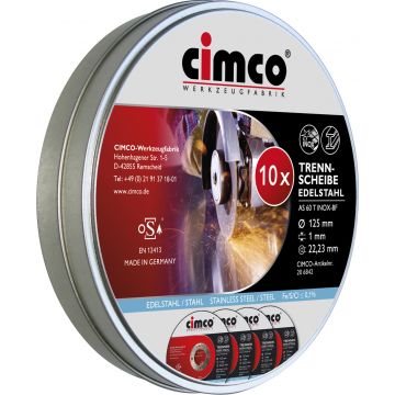 Cimco doorslijpschijf RVS-Inox 125mm x 1mm set van 10 stuks (206842)
