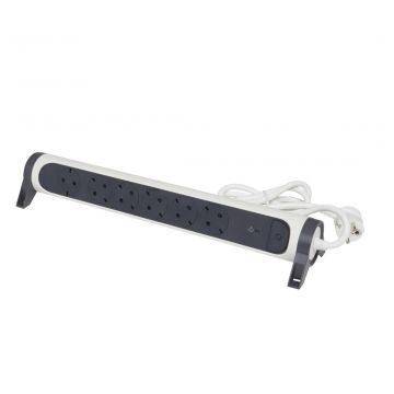 Legrand draaibare stekkerdoos 6-voudig met randaarde overspanningsbeveiliging 1.5 meter - zwart-wit (694509)