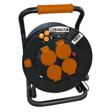 Relectric kabelhaspel open 4-voudig met randaarde IP44 40 meter neopreen H07RN-F 3x2.5mm2 (RELEC493111)