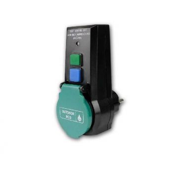 REV Rittel veiligheidsadapter met ingebouwde reset en test knop 230V 30mA IP44 zwart (181250)