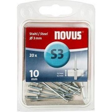 Novus blindklinknagel S3 X 10mm, Staal S3, 20 st. (045-0034)