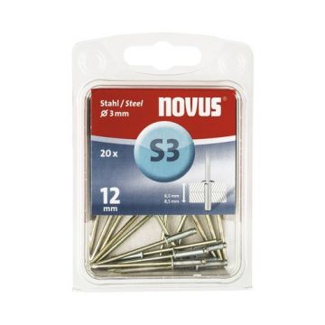 Novus blindklinknagel S3 X 1mm, Staal S3, 20 st. (045-0035)