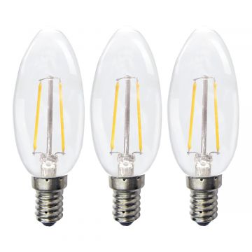 Bailey LED lamp filament helder kaars E14 2W 220lm warm wit 2700K - per 3 stuks (142722)