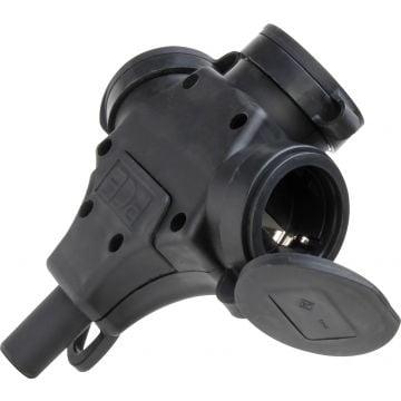 Kopp rubber contrastekker 3-voudig geaard IP44 voor 3x2,5mm2 snoer - zwart (181605010
