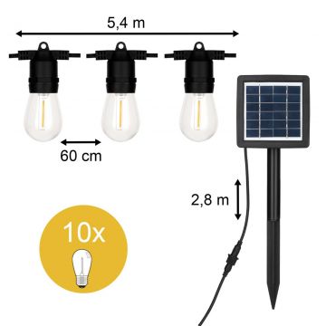 Bailey solar prikkabel 10 lampen 8,2 meter IP44 - zwart (145439)