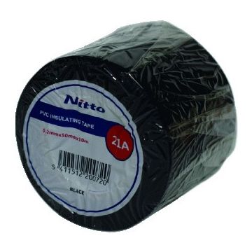 Nitto isolatietape 50mm x 10 meter zwart per 4 rollen (CT090102)