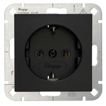 Kopp stopcontact met randaarde - HK07 mat zwart (949350008)