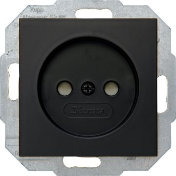 Kopp stopcontact zonder randaarde met kinderbeveiliging - HK07 mat zwart (948650006)