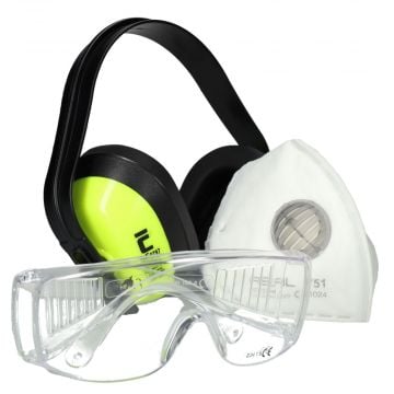 Cerva PBM Basic set met gehoorbeschermer veiligheidsbril en stofmasker