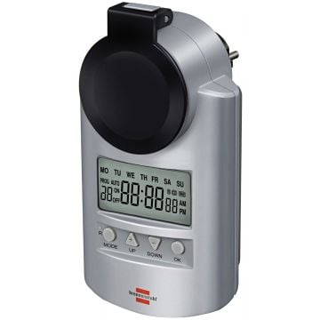 BRENNENSTUHL Primera-Line DT IP44 Tijdschakelaar, digitale tijdschakelaar (Timer met stopcontact met hogere contactbescherming) - (1507490)