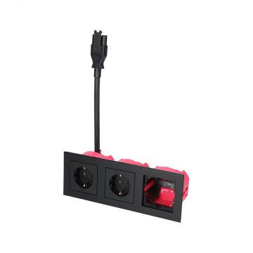 Kopp stopcontact 2-voudig met randaarde en lege inbouwdoos brandwerend - HK07 stekerbaar matzwart (521750013)