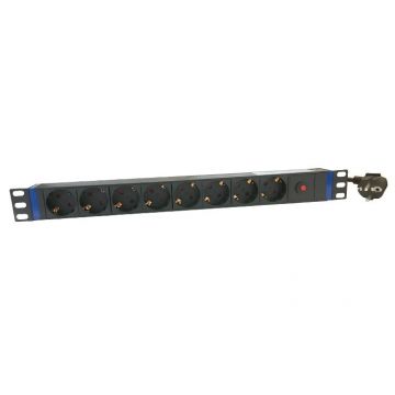 19 inch 8-voudige stekkerdoos met master overload - zwart (DS-8PDU-MO)