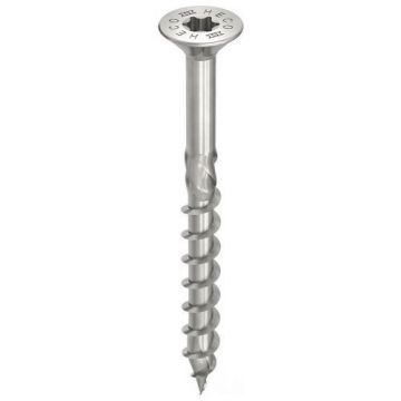 Heco spaanplaatschroeven TX20 met RVS A2 platkop 5.0x100mm - deeldraad per 200 stuks (61798)