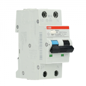 ABB aardlekautomaat 1-polig+nul 10A C-kar 30mA (DS201 C10 A30)