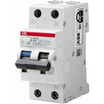ABB aardlekautomaat 1-polig+nul 20A C-kar 30mA (DS201 C20 A30)
