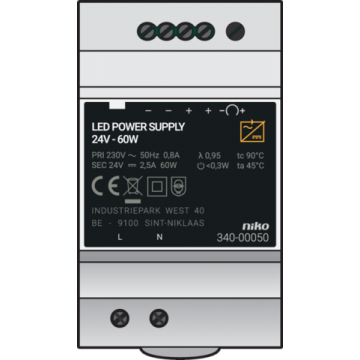 Niko modulaire voeding 24Vdc 2,5A 60W tbv DIN rail (340-00050)