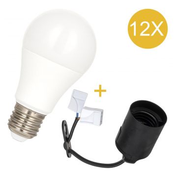Bailey verhuisfitting inclusief A60 LED lamp E27 6W 510lm neutraal wit 4000K - 12 stuks (144919)