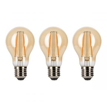 Bailey LED lamp filament dimbaar peer A60 E27 warm wit 2200K 8W 710lm - 3 stuks (145414)
