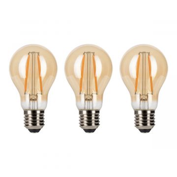 Bailey LED lamp filament peer E27 8W 710lm warm wit 2200K dimbaar - 3 stuks (145414)