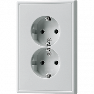 JUNG stopcontact 2-voudig met randaarde 16A 250V - LS990 aluminium (AL5015KI-L)