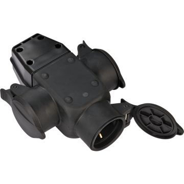 BRENNENSTUHL rubber contrastekker 3-voudig geaard IP 44 voor 3x2,5mm2 snoer - zwart (1082120)