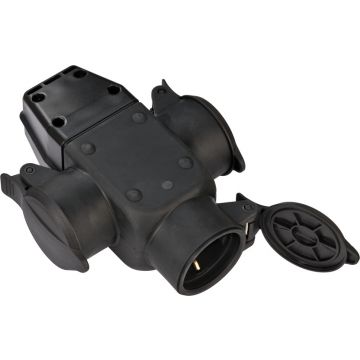 BRENNENSTUHL rubber contrastekker 3-voudig met randaard IP 44 voor 3x2,5mm2 snoer - zwart (1082120)