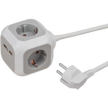 BRENNENSTUHL stekkerdoos Alea-power 4-voudig met randaarde en 2x USB A - licht grijs (1150100)