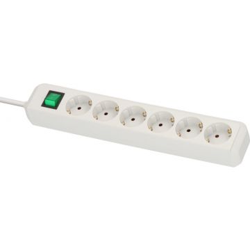 BRENNENSTUHL stekkerdoos met schakelaar 6-voudig met randaarde 1,5 meter - wit (1159520015)
