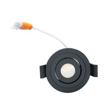 LED Republic waterdichte inbouwspot klein zwart 4W 280lm 2700K IP44 zaagmaat Ø53mm - diameter 61