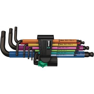 Wera inbussleutelset stiftsleutel haaks met kogelkop Hex-Plus-Multicolour 1,5-10mm - 9-delig (05073593001)