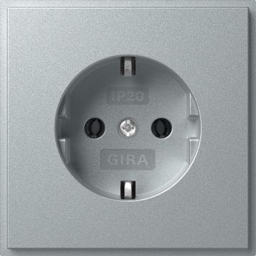 Gira stopcontact met randaarde - TX_44 aluminium (418865)